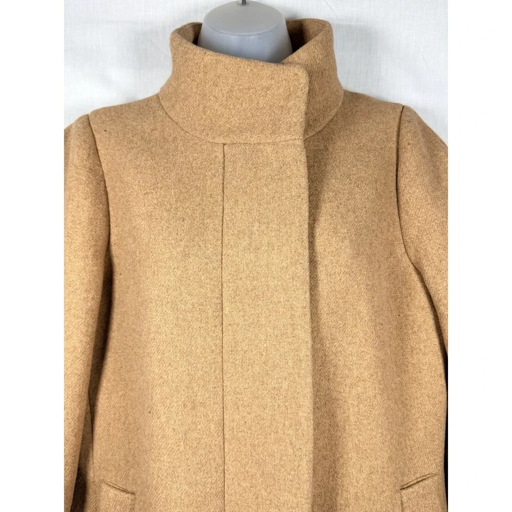 J.Crew Mercantile City Wool Blend Coat Size‎ 8 Camel Tan Funnel Collar - Picture 2 of 13